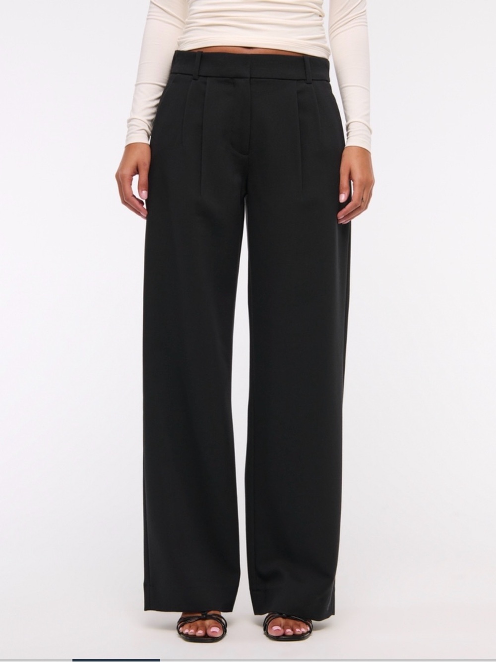 Abercrombie & Fitch Low-rise Black Wide-Leg Trousers